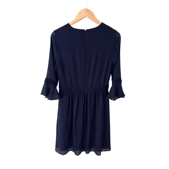 Banana Republic Navy Blue Swiss Dot Pleated Detail Dress NWT Size 4 - Picture 2 of 9